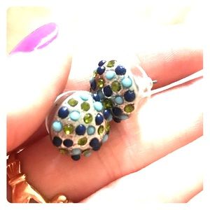 Blue and Green Sparkly Stud Earrings